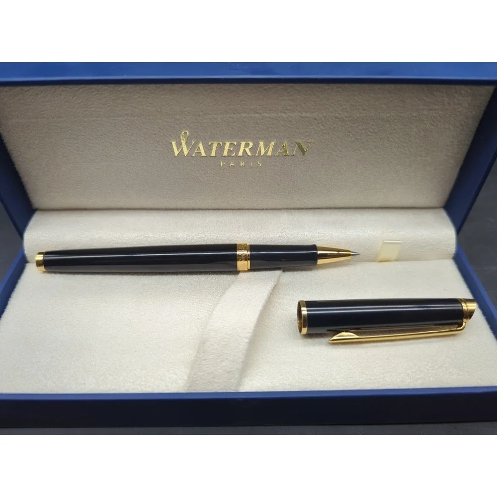 Vintage Ballpoint Pen Waterman Black Lacquer - Gold Trim Finish - Read
